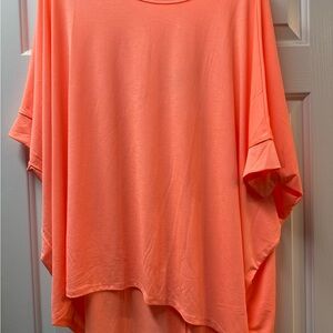 Women's Oversized Short Sleeve Top - Bright Coral Size L